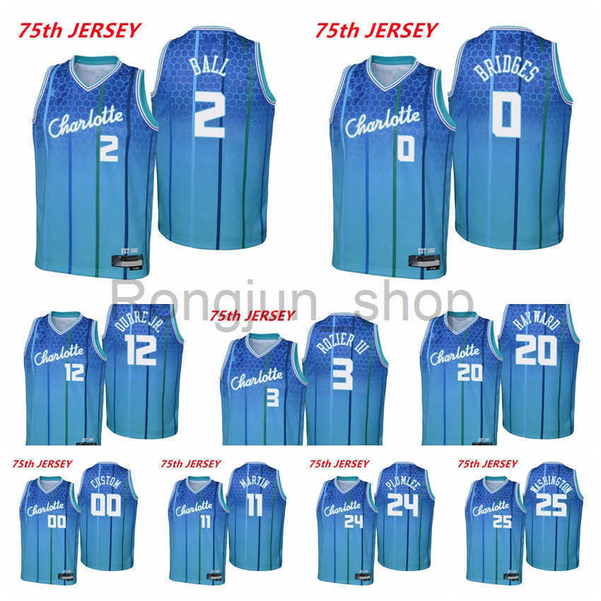 

2021-22 75th Anniversary Printed Mens Basketball LaMelo Ball Gordon Hayward Kelly Oubre Jr. Miles Bridges Terry Rozier III Kai Jones Jerseys