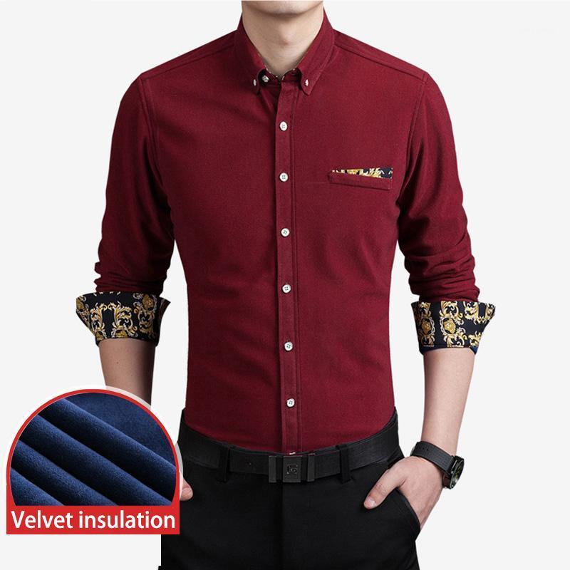 

Men's Casual Shirts Men Brand Winter Leisure Long Sleeved Plus Velvet Thick Shirt Wool Double-sided No-shrinkable, Black