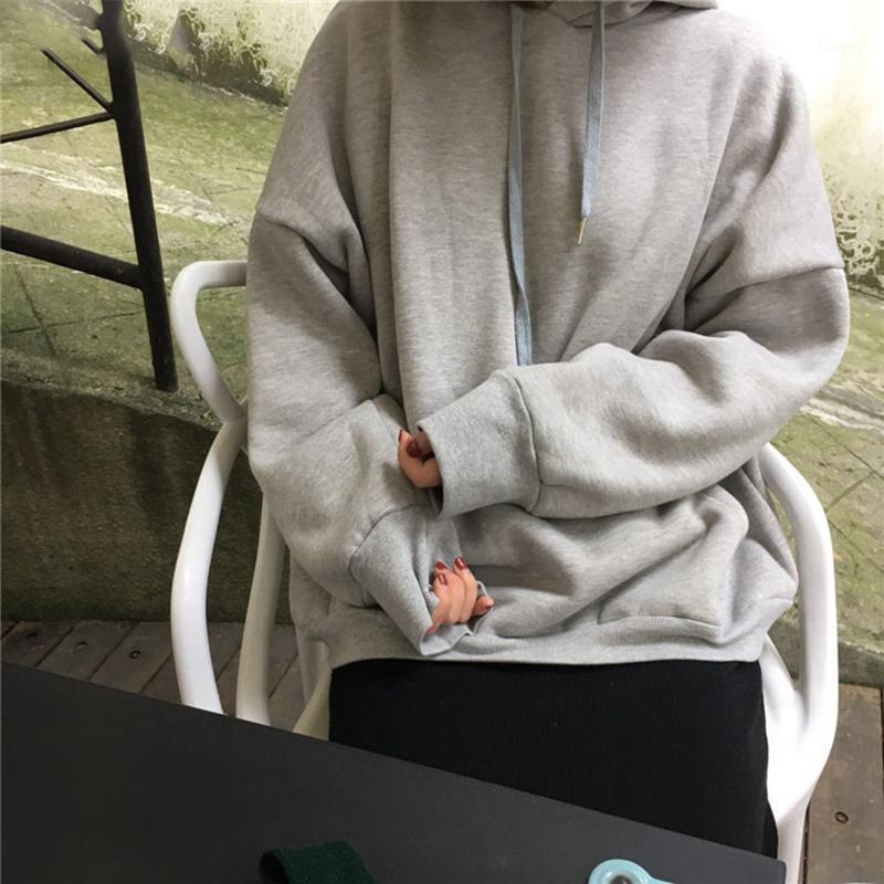 

Hoodies Women Hooded Solid Thicker Pockets Loose Womens Hoodie Leisure Simple All-match Korean Style Trendy Chic Students Kawaii Women's & S, Brown thick