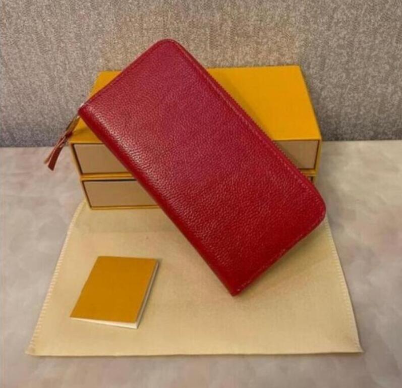 

New 2021 Wholesale 6 Colors Wallets Fashion Single Zipper ORGANIZER Designer Men Women Leather Wallet Lady, 2 brown flower
