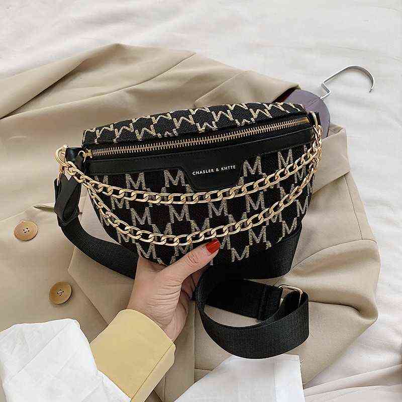 

HBP Crossbody Bag Printed Letter Plaid Pattern Fanny Packs for Women Fashionable Chain Waist Female Packaging Ladies Wide Band 220727, Khaki bag.