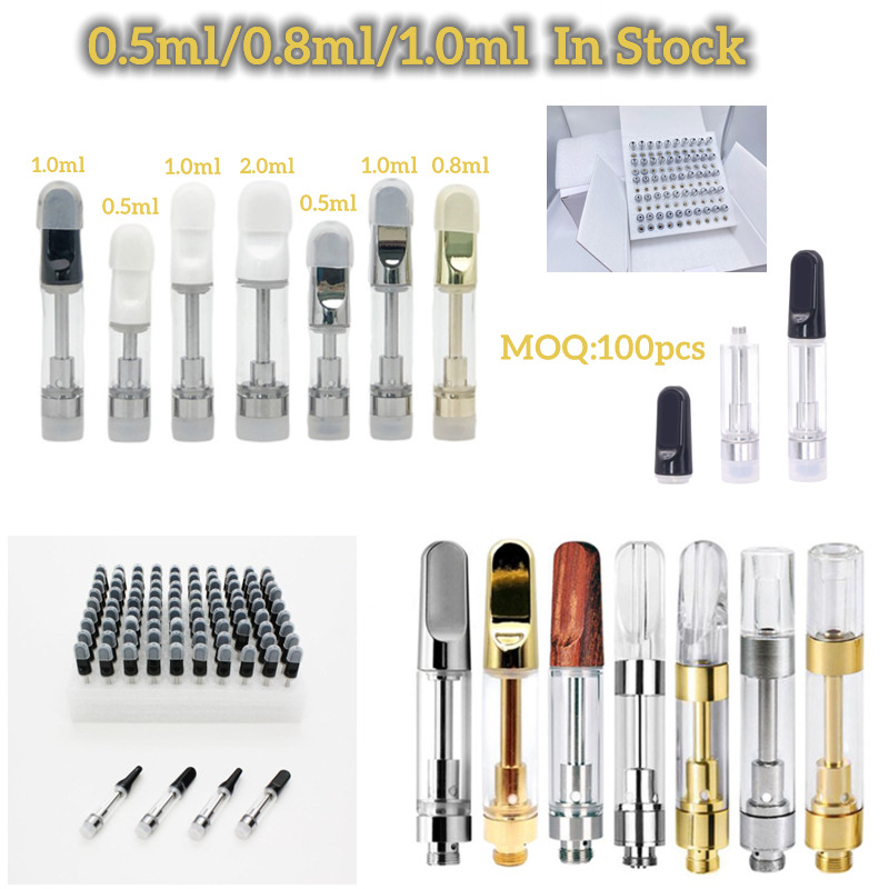 

TH205 Vape Cartridges 0.5ml 0.8ml 1.0ml Empty Ceramic Coil Carts Atomizers Thick Oil Glass Tanks Vapes Pen Cart 510 cartridge 100% no leak Ecig In Stock