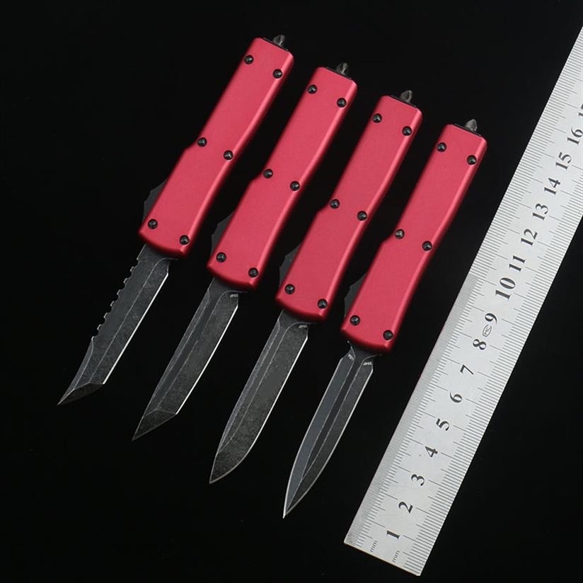 

High Quality Red UTX70 Tactical Automatic Knife CNC 6061-T61 High Hardness Aviation Aluminum Alloy Handle Stone Wash D2 Blade Outd2643