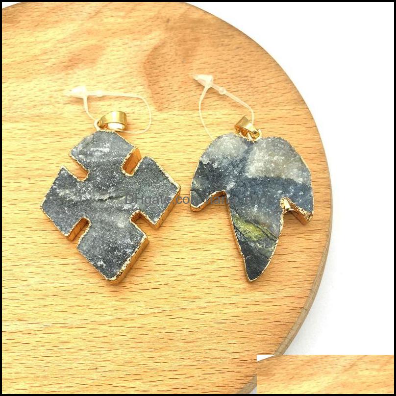 

Pendant Necklaces Pendants Jewelry 1Pc Natural Semi-Precious Stone Shape Diamond Diy For Making Dhonx
