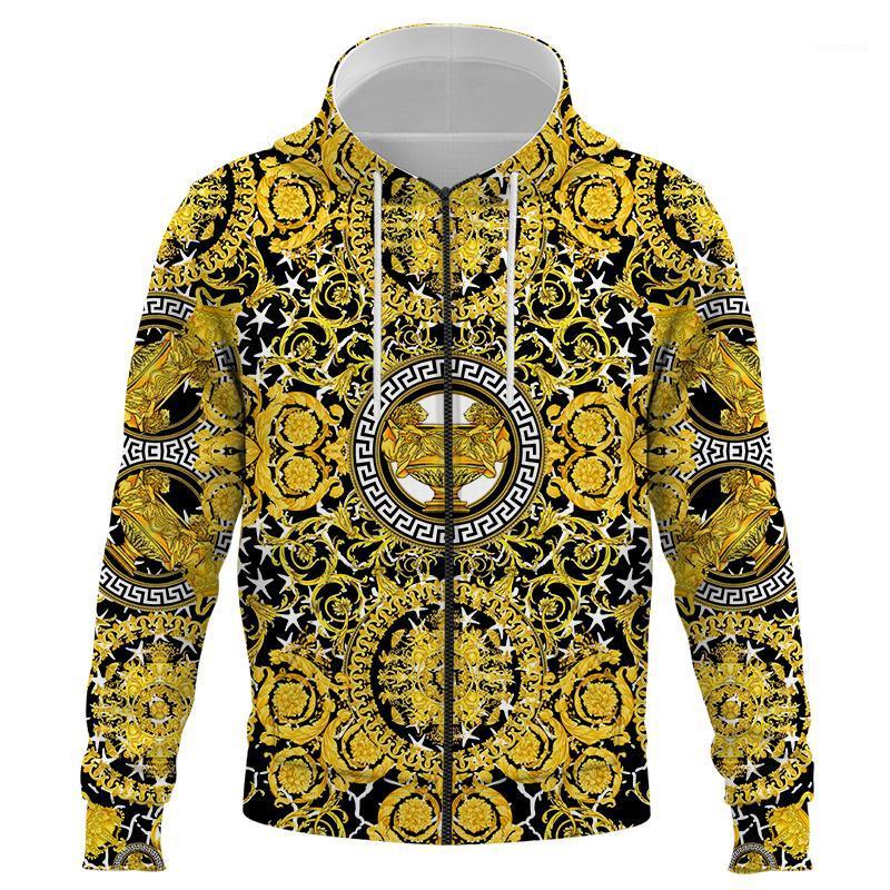 

Men's Hoodies & Sweatshirts Golden Gold Flower 3D Printed Sweatshirt Men Women Fashion Zipper Hoodie Harajuku Streetwear Luxury Winter Jacke, Cblw-318
