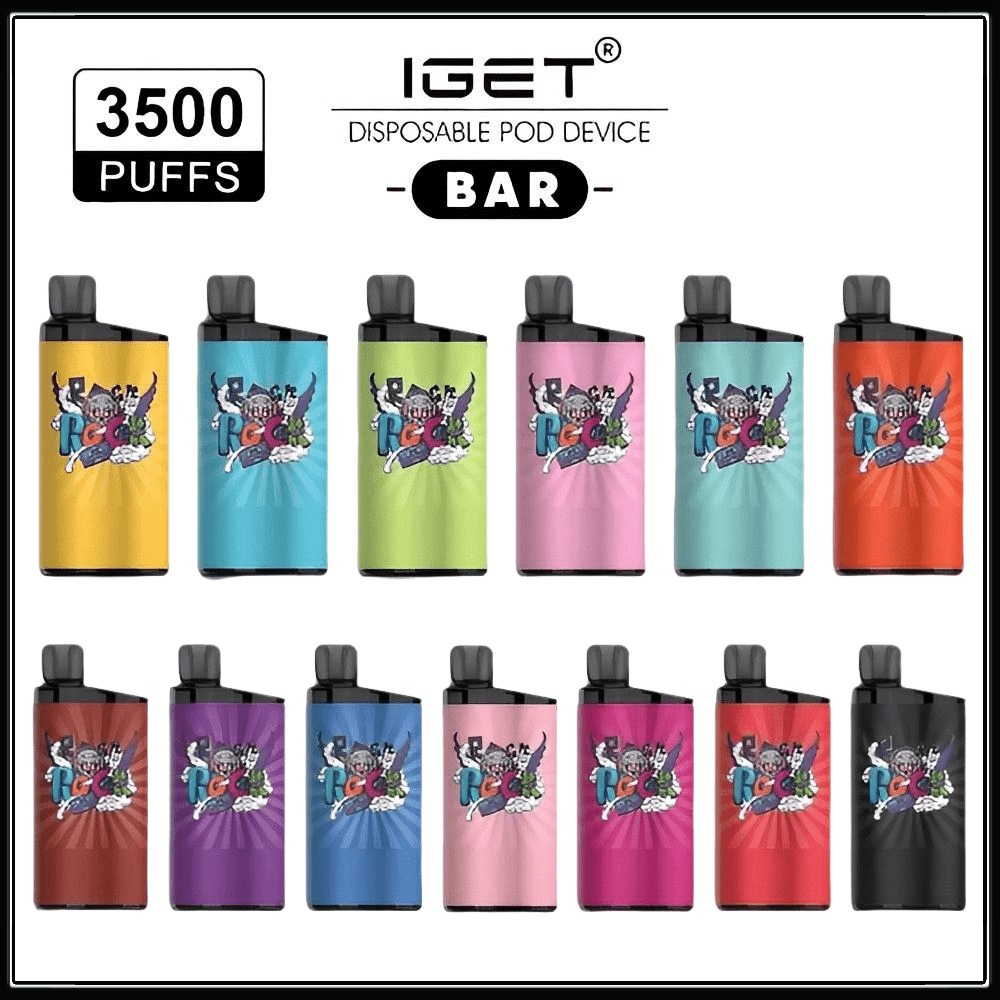 

Original IGET BAR 3500 Puffs Disposable Electronic Cigarettes Device Kit vape Pod starter kit 12ml Prefilled Cartridge 1500 mAh Power Battery Authentic wholesale