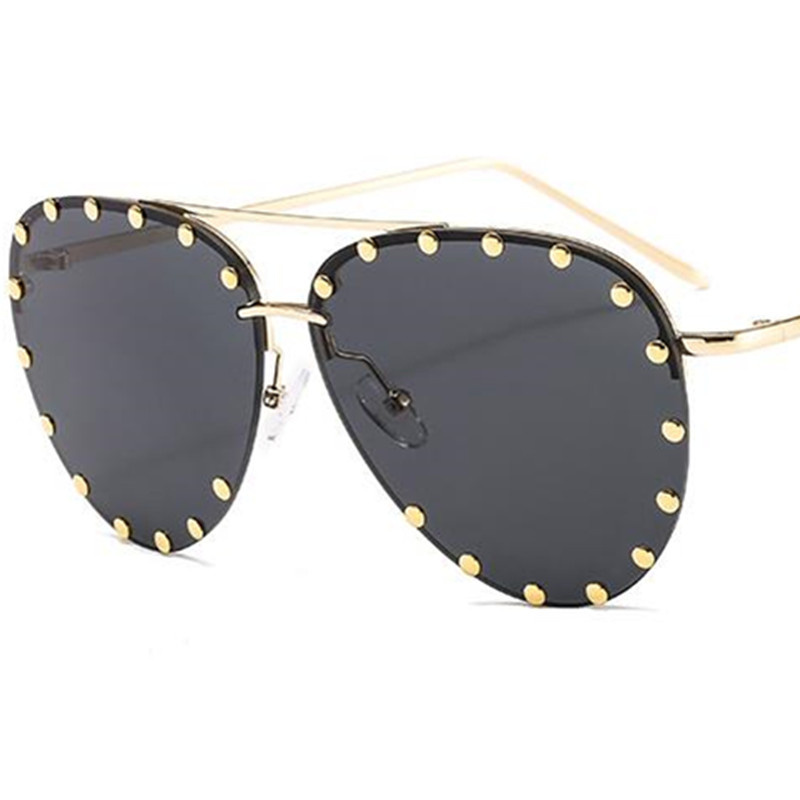 

Fashion Sunglasses Rimless Sun Glasses Unisex Frog Mirror Anti-UV Spectacles Rivet Eyeglasses Simplity Ornamental A++