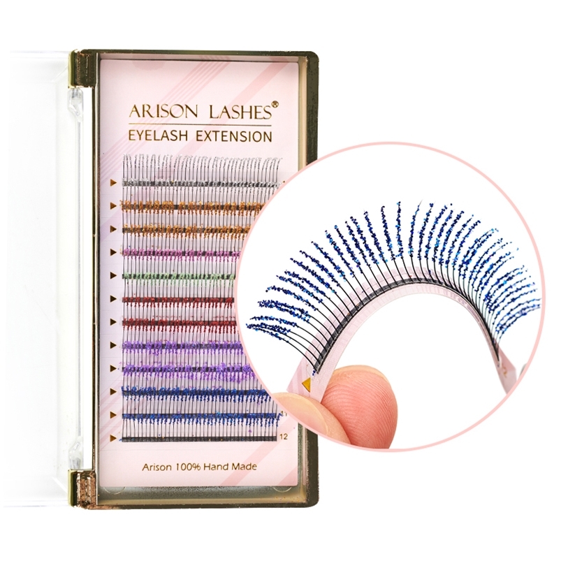 

12 Strips Fashion Eyelash Extensions C Curl 0.15mm Individual False Eyelashes Glitter Silver Shimmery Colourful Lashes 220613