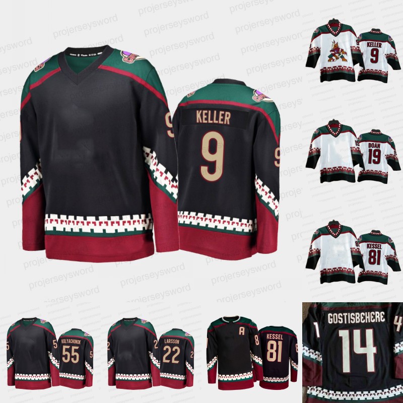 

Arizona Coyotes Jersey Logan Cooley 9 Clayton Keller 19 Shane Doan 81 Phil Kessel 97 Jeremy Roenick 14 Shayne Gostisbehere Johan Larsson Carter Hutton Teppo Numminen, Youth white s-xl