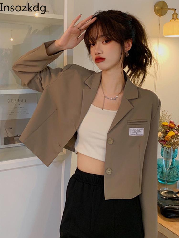 

Women's Suits & Blazers Lnsozkdg Temperament Fashion Short Single Breasted Suit Jacket Women Spring 2022 Design Sense Top Autumn Womens Blaz, Khaki