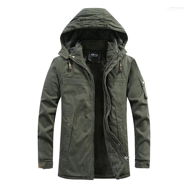 

Men's Down & Parkas Men Winter Jacket Thick Warm Parka Fur Hooded Windproof Cotton Coat Male Windbreaker Solid Color Jackets -4XL Phin22, Khaki
