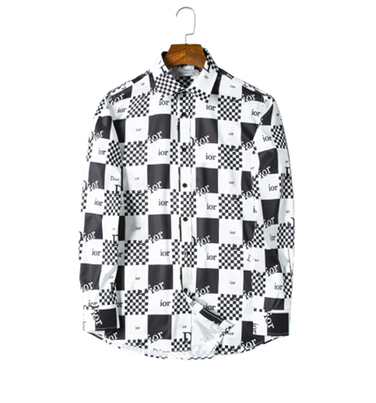 

Mens Plaid Shirts Top quality Embroidery blouse Long Sleeve Solid Color Slim Fit Casual Business clothing Long-sleeved shirt Normal size multiple colour#36, Customize