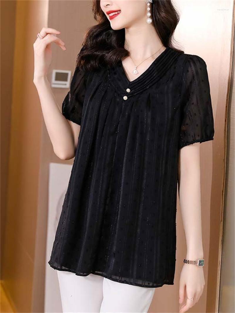 

Women's Blouses & Shirts Women Spring Summer Lady Fashion Casual Short Sleeve V-Neck Collar Sexy Lace Embroidery Blusas Tops2415Women's Vere, Black