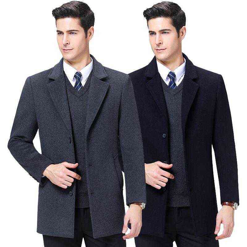 

Men's Wool & Blends Autumn And Winter For Male Casual Mens Jackets Big Size XXXL XXXXL Woolen Blend Coats T220810, Navy