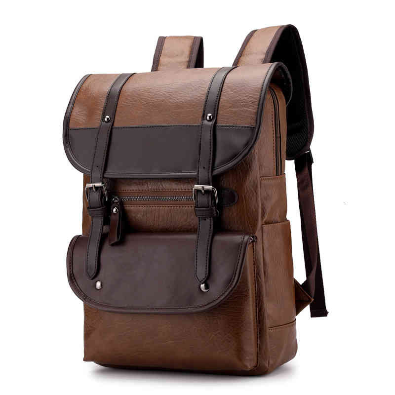 

Luxury Brand Vintage Men Backpack for Teenage School Male Large Capacity Laptop Backpacks Leather Black Brown Travel Bags