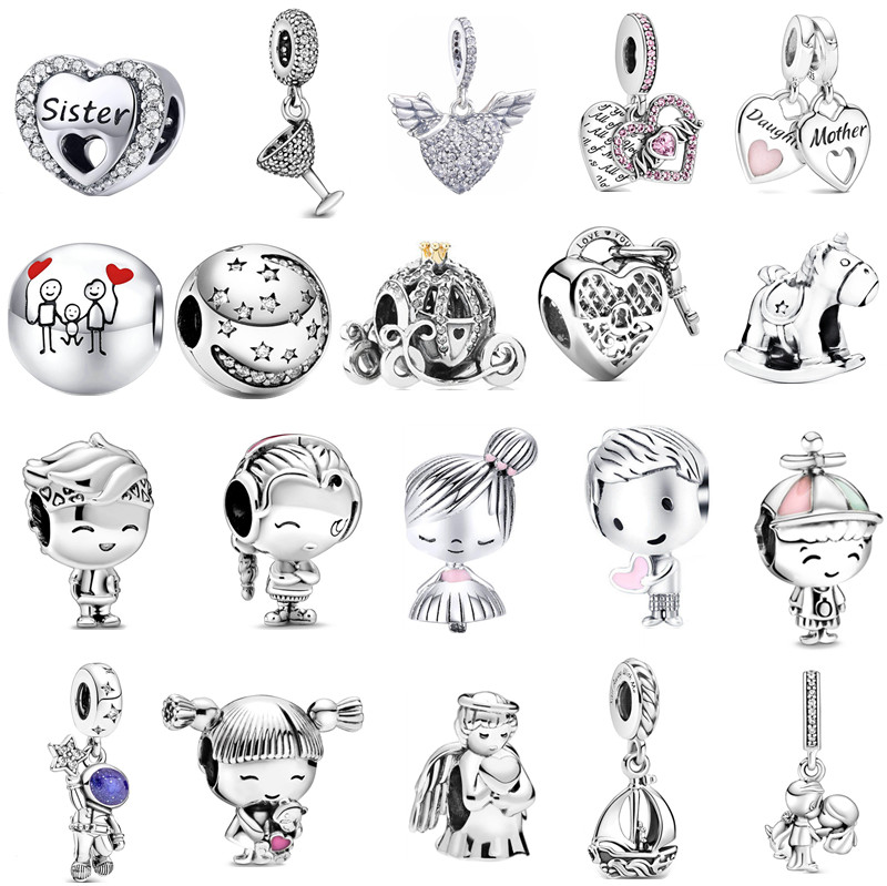 

New s925 Sterling Silver Beads Charms Angel Beads DIY Love Heart Girl Luxury Pendant Original Fit Pandora Bracelet Classic Fashion Sail Jewelry Women Gift
