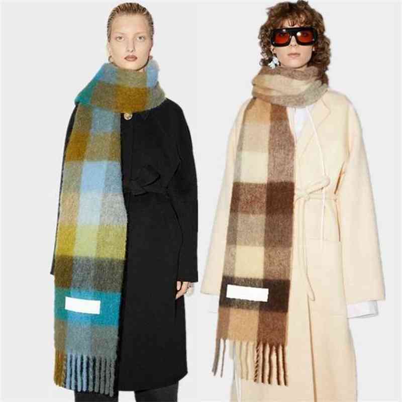 Ac Studios Men and Women General Style Cashmere Scarf Designer Acne Blanket Women's Colorful Plaid Tzitzit Imitation 220107