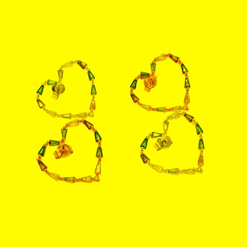 

Stud Geometric Rainbow Cz Colorful Hollow Heart Earrings Gold Color Trendy Baguette Women Girls Valentine's Gifts JewelryStud