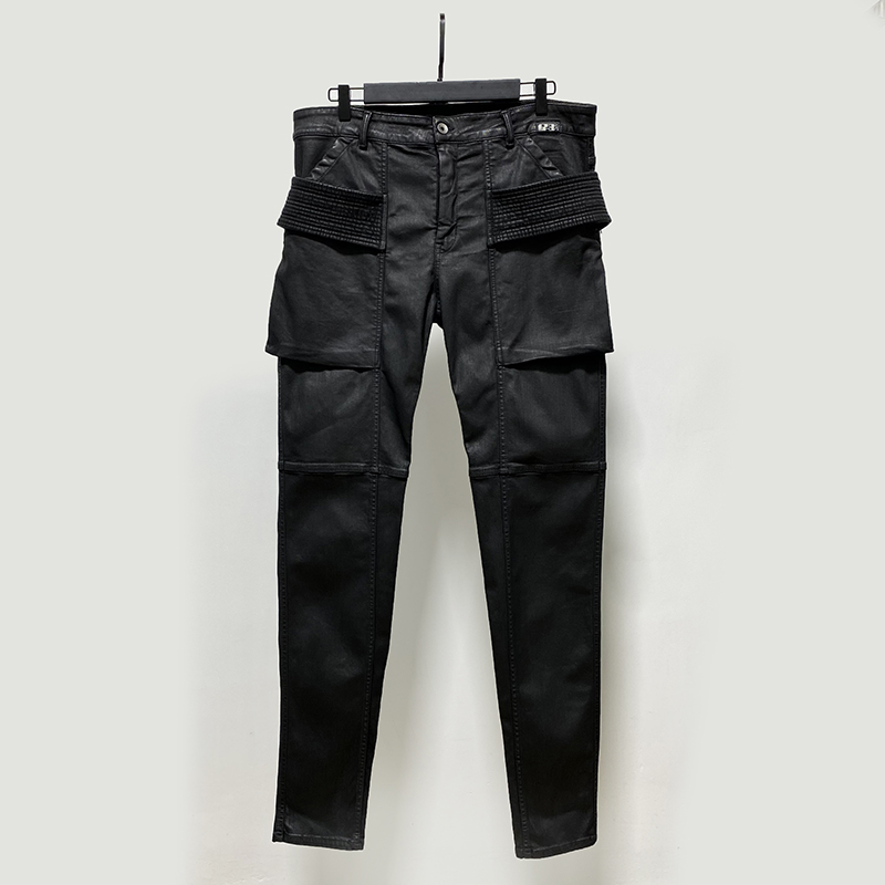 

2021 Original Rick Denim Pants Waxed Jeans for Men Oversized Cotton Sweatpants Owens Men Hiphop Streetwear Men Clothing, Black