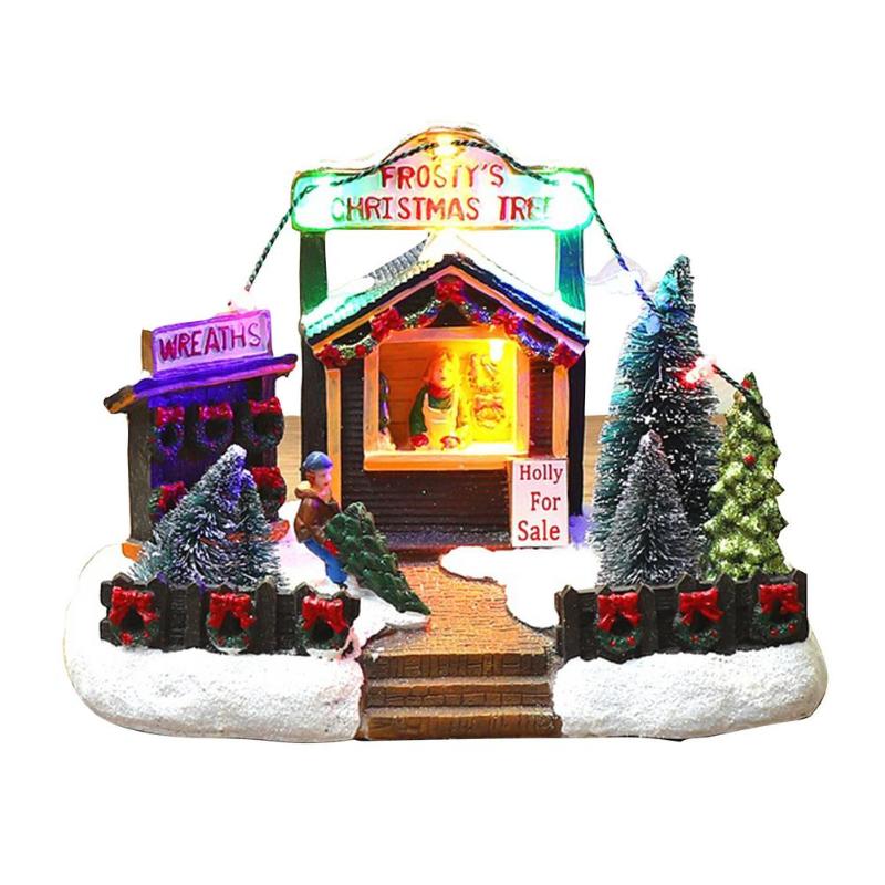 

Party Decoration Christmas LED Light Snow House Luminous Village Building For Home Xmas Gifts Year 2022