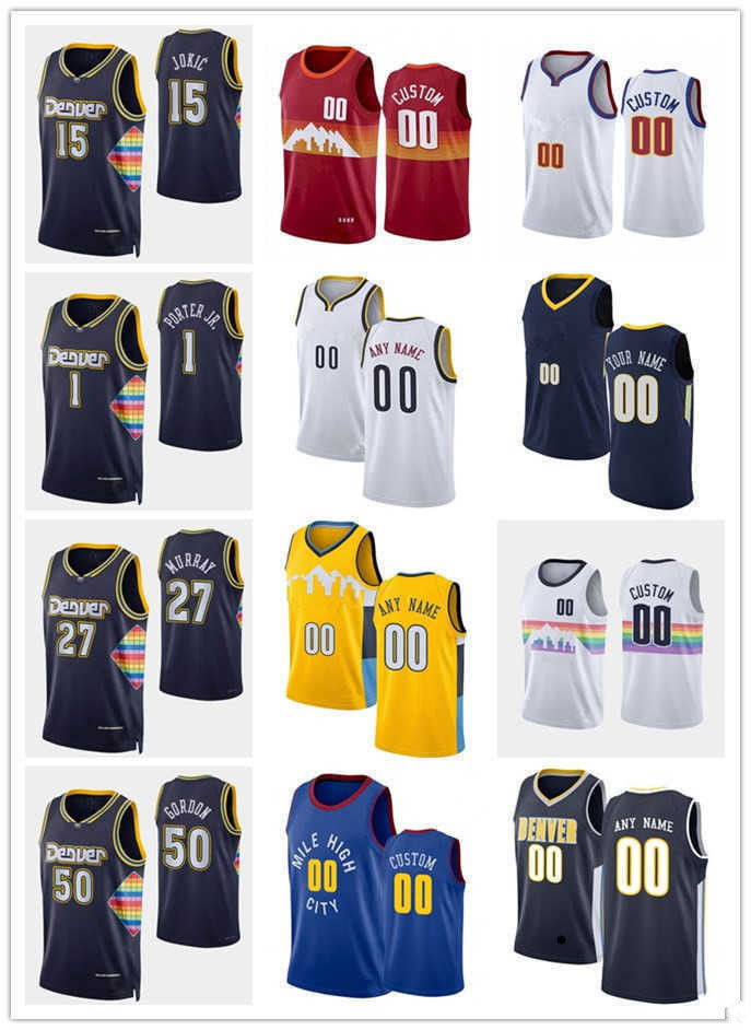 75th Custom Jersey Denver''Nuggets''Men Women Youth Nikola 15''Jokic Jamal 27 Murray 50 Aaron Gordon 1 Michael Port-image-765054664