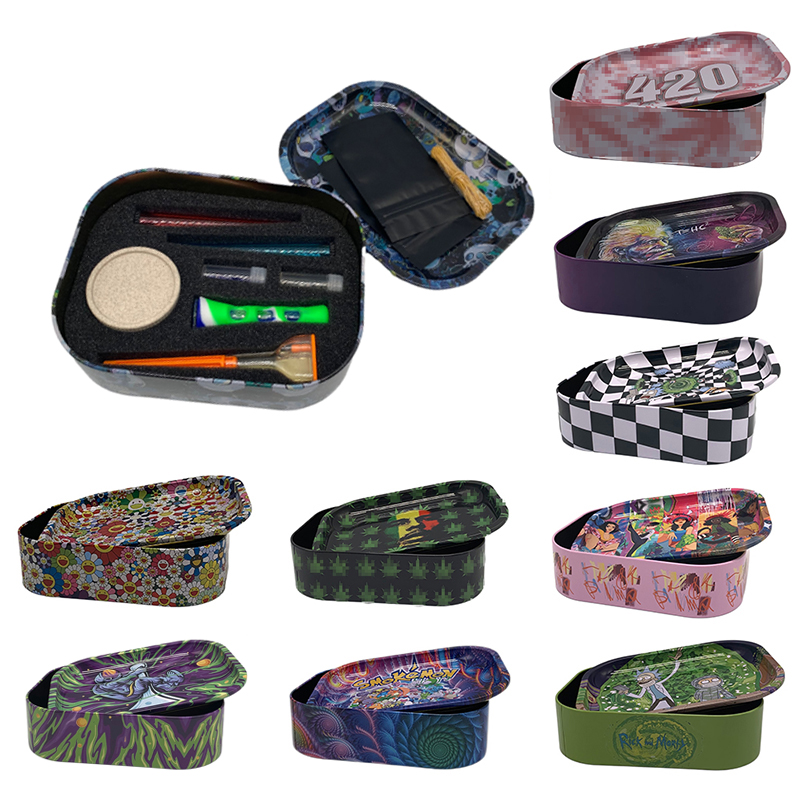 

Stash Box Rolling Tray Kit Smoking Accessories One package service Smoke 180x140x45mm With Pipe Herb Grinder Rolling Machines Glass Filters 10 Designs Plasticbox