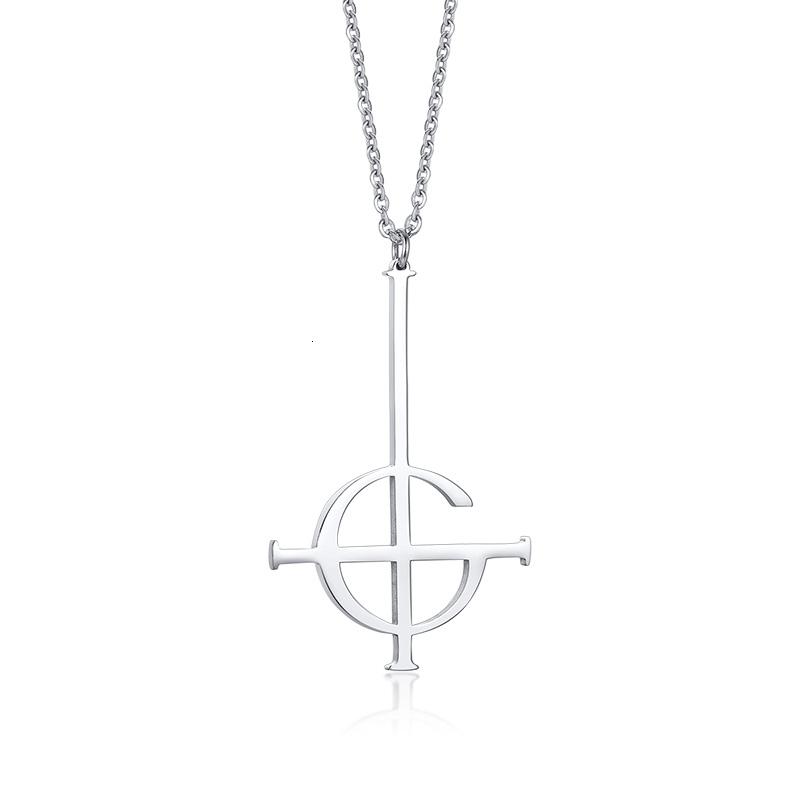 

Chains Silve Cross Ghost Bc Nameless Ghoul Necklace Pendant Grucifix Papa Emeritus Patch Women Men Stainless Steel Jewelry
