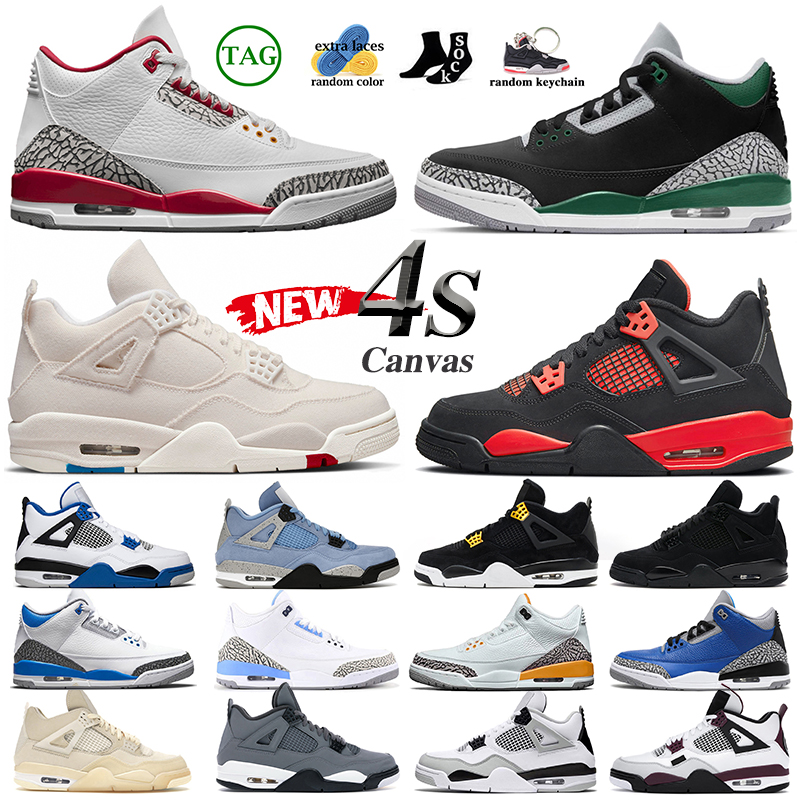 

4s Canvas Men Women Basketball Shoes Sail Red Thunder Black Cat University Blue Cardinal Pine Green UNC Laser Orange Varsity Royal Oreo ports Sneakers, 11