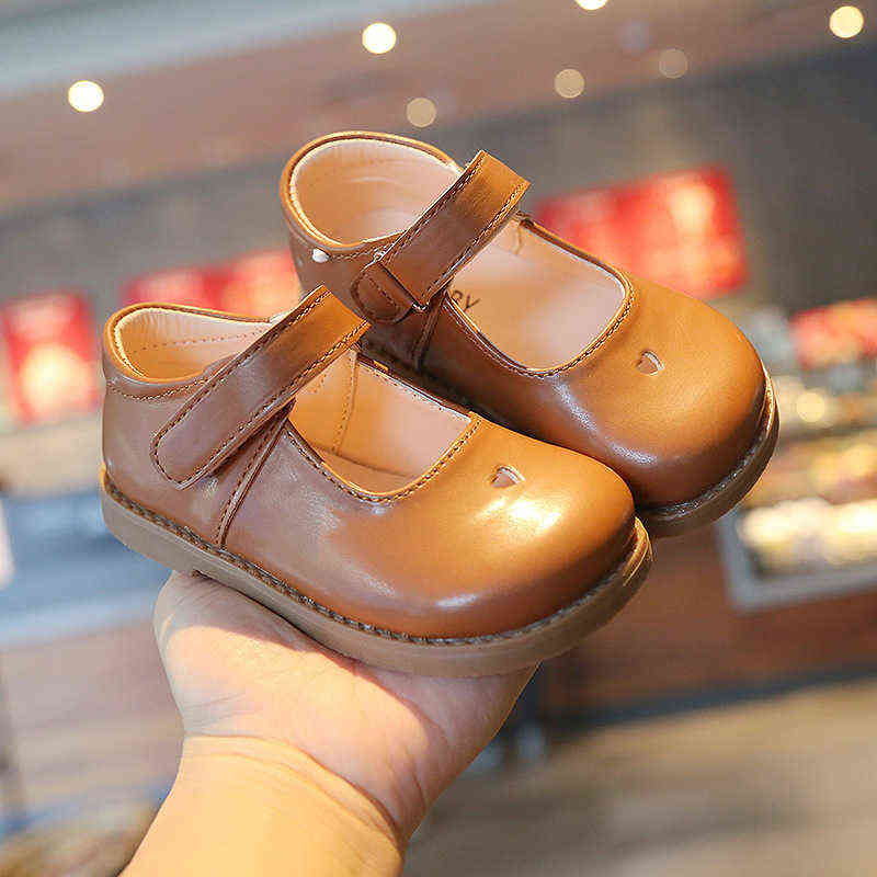 

Girls Shoes Children's Small Leather Shoes Soft Sole Spring Girls Princess Fashion Brown Black White Flats Baby Shoes L220716