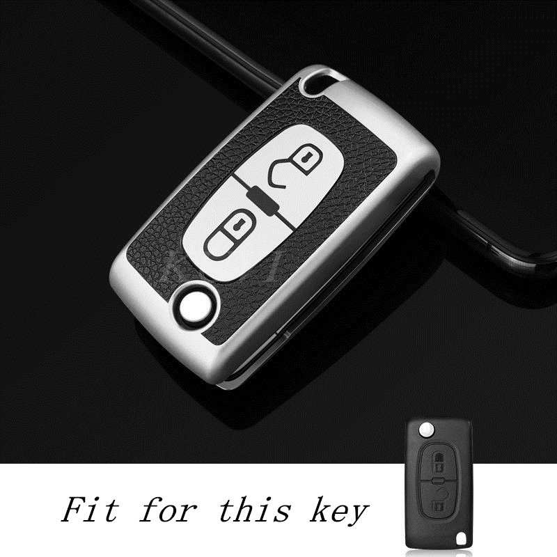 

TPU Flip Folding Car Key Case Cover For Peugeot 206 407 307 607 For Citroen C2 C3 C4 C5 C6 berlingo Remote key shell 2/3 Buttons, 2 button silver