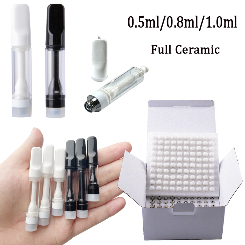 

In Stock Full Ceramic Vape Cartridges Atomizers 0.5ml 0.8ml 1ml Empty cartridge 510 Carts Thick Oil Dab Pen Vaporizer Starter Kits For E Ciagarette