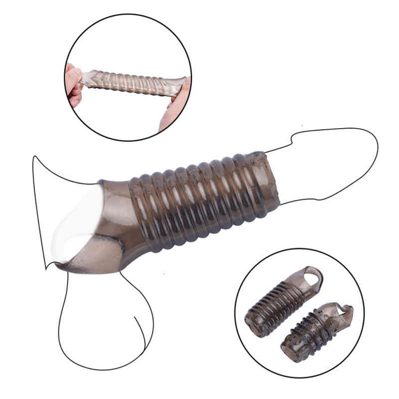 Vibrator Penis Massager Cock Sex Toys Reusable Delay lasting Enhancer Silicone Crystal Passion For Men Adult Couple Erotic-image-796722215