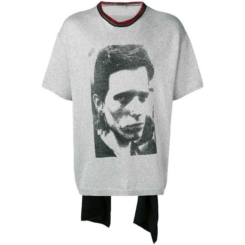 

Men's T-Shirts [Spot]B. N raf19ss punk ribbon scarf T-shirt Simons short sleeve ins Unisex, Silver