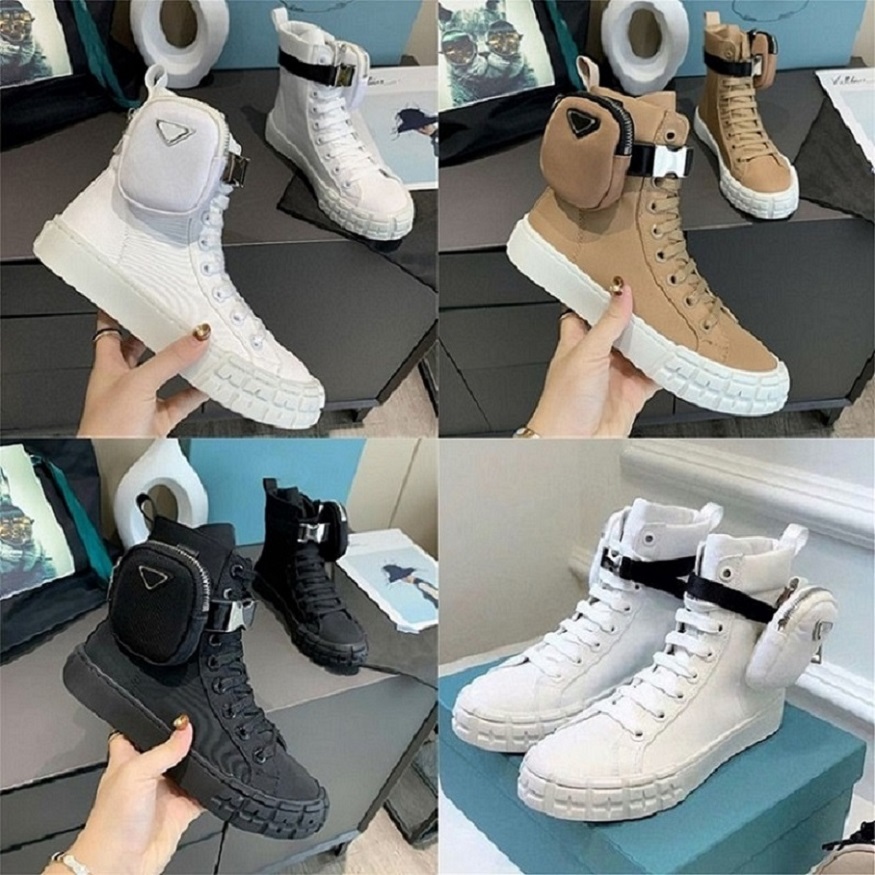 

Designer Boots Combat Boot Ankle With Bags Wheel Re-nylon Shoes Luxury Women Man Winter Autumn Fashion Round Toe Flat Heel Shoes Lace Up Top, Color1