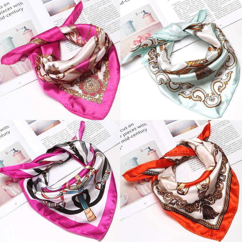 

Scarves Fashion Stain Scarf For Women Handkerchief Ethnic Flower Printed Bag Scarfs Female Square Head Bandana Neck LadiesScarves