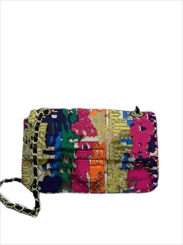 

2021 New Colorful Chain Rainbow Box Bag Single nylon Handbag Shoulder Bags Slant Span High Quality Women, Multi-color