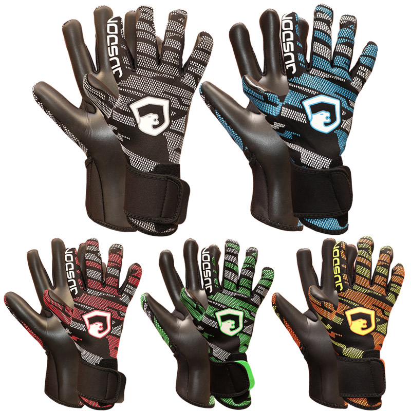 

2023 Jusdon brand Adult football soccer goalkeeper gloves 3.5mm thick latex without fingersave Non-slip and wear-resistant, Red