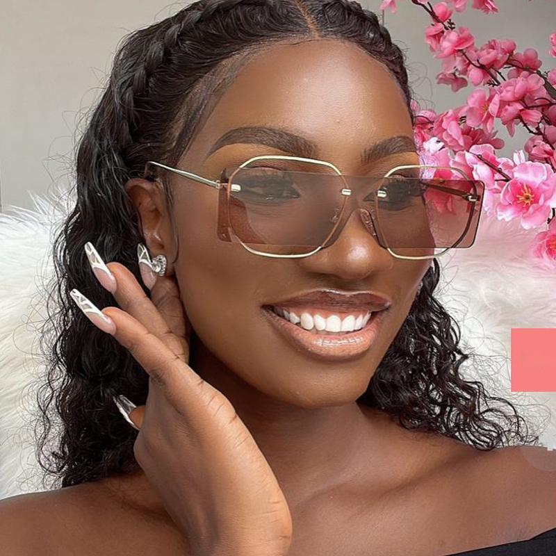 

Sunglasses 2022 Fashion Unique Hollow Square Women Vintage Metal Punk Sun Glasses Female One Piece Shades Men