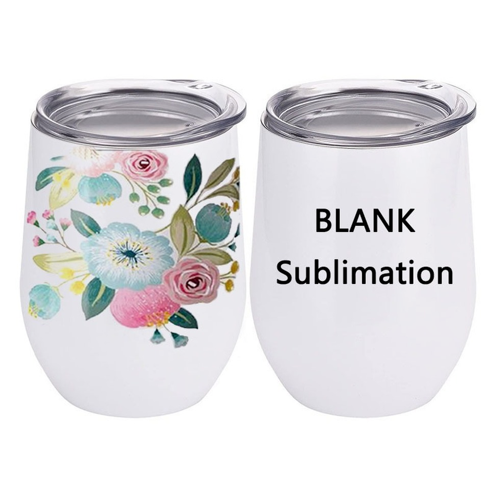 

12oz Sublimation Wine Tumbler Cups Double Wall Stainless Steel Vacuum Insulated Travel Beer Coffee Mug With Seal Lid sxjun1, White