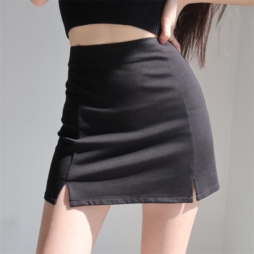 

Women Mini Bodycon Skirt With Split 220322, Light blue
