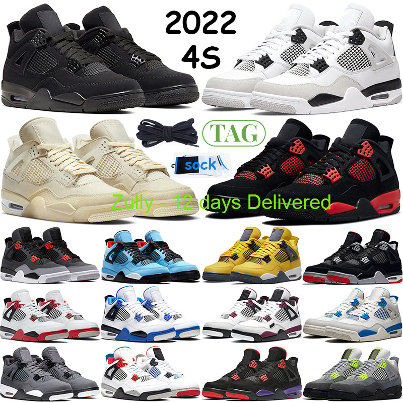 

with original box 3 days ship Basketball Shoes 4s Military Black Cat University Blue 4 Red Thunde men women Desert Moss 2022 Infrared Sail C, # 1