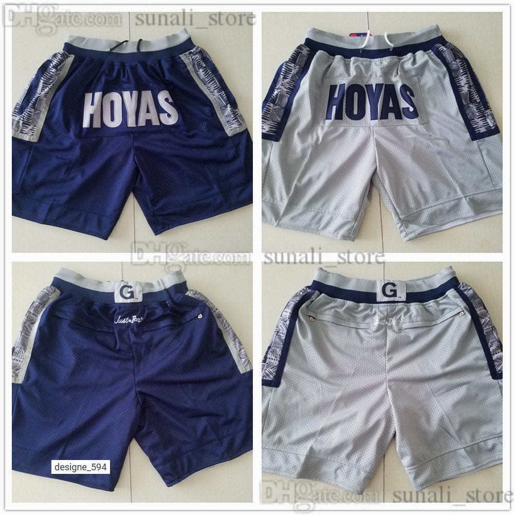 

1995-96 Georgetown University Hoyas Basketball Shorts With Pocket Zipper Sweatpants Men Navy Grey Breathable Pant