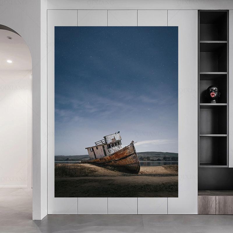 

Paintings Abandoned Ship Landscape Picture Art Oil Painting Canvas Poster Wall Pictures For Living Room Home Decor Nordic