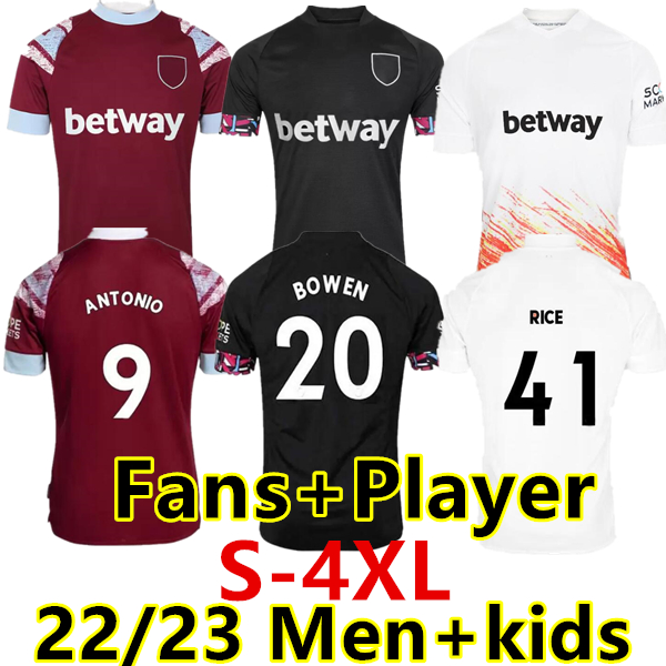 

S- 22 23 West Hams BOWEN RICE Soccer Jerseys Downes BENRAHMA LANZINI ANTONIO YARMOLENKO NOBLE FORNALS DAWSON SOUCEK 2022 2023 Jersey 3rd Football Shirt Mens Kids, 22/23 kids away