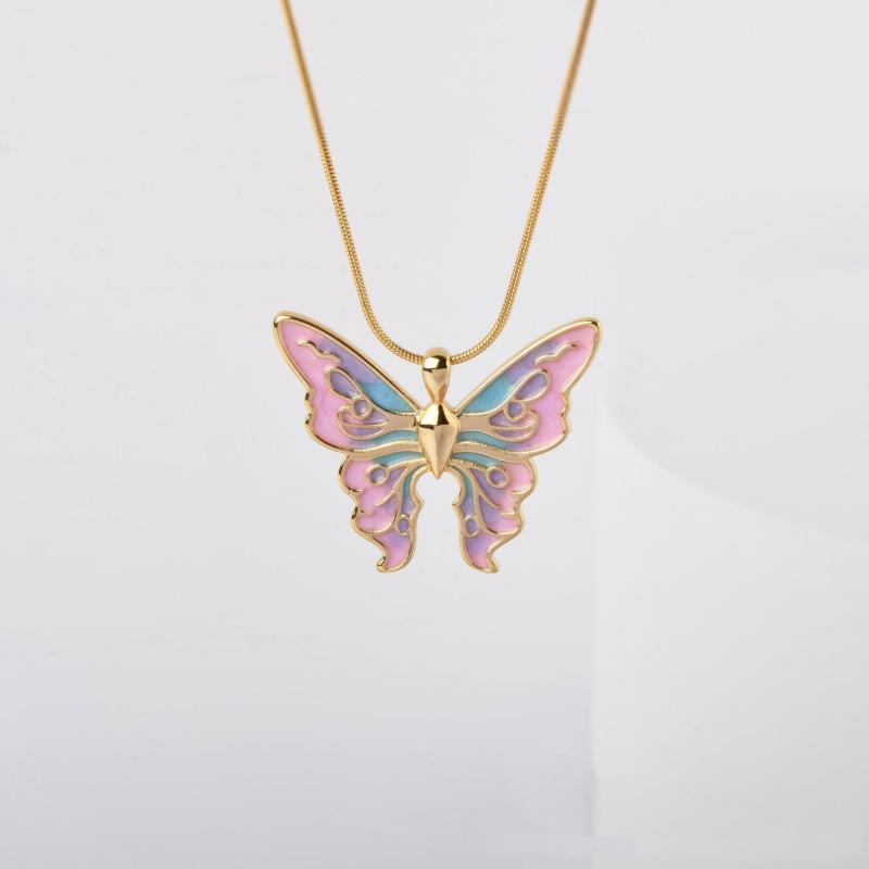 

Pendant Necklaces Fashion Butterfly Fairy Necklace For Woman Girls Colorful Dream Charm Titanium Steel Chain Choker Jewelry GiftsPendant