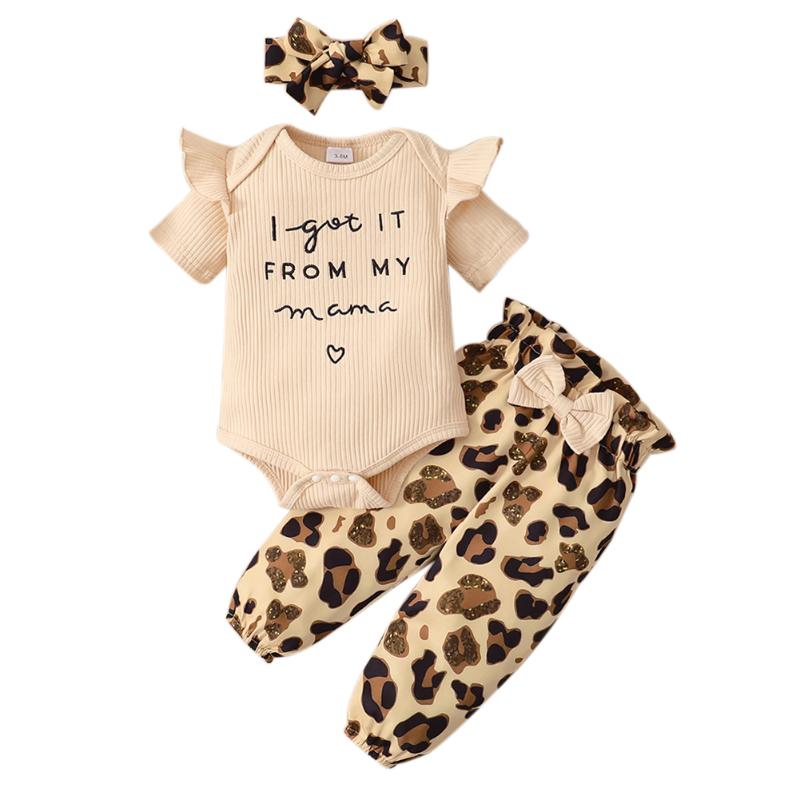

Clothing Sets Pcs/set Born Leopard Jumpsuit Infant Romper Pants Ribbed Bodysuit Baby Girls Clothes 0-18 Months Kids ClothesClothing