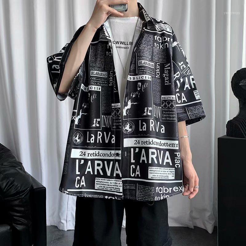 

Summer Men's Shirts Hip Hop Fashion Streetwear Short Sleeve Graphics Men Casual Trend Harajuku Clothing Tops, Pure white