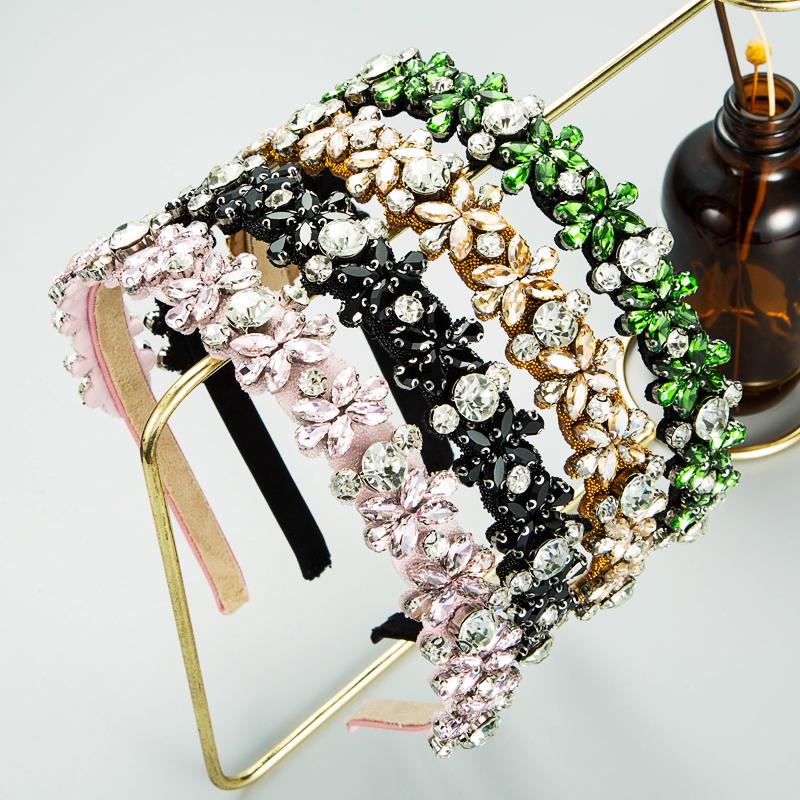 

Hair Clips & Barrettes Korean Fashion Ladies Headband Full Crystal Rhinestone Flower Pearl Braided Hairpin Accessory Retro Girl Thin Side He