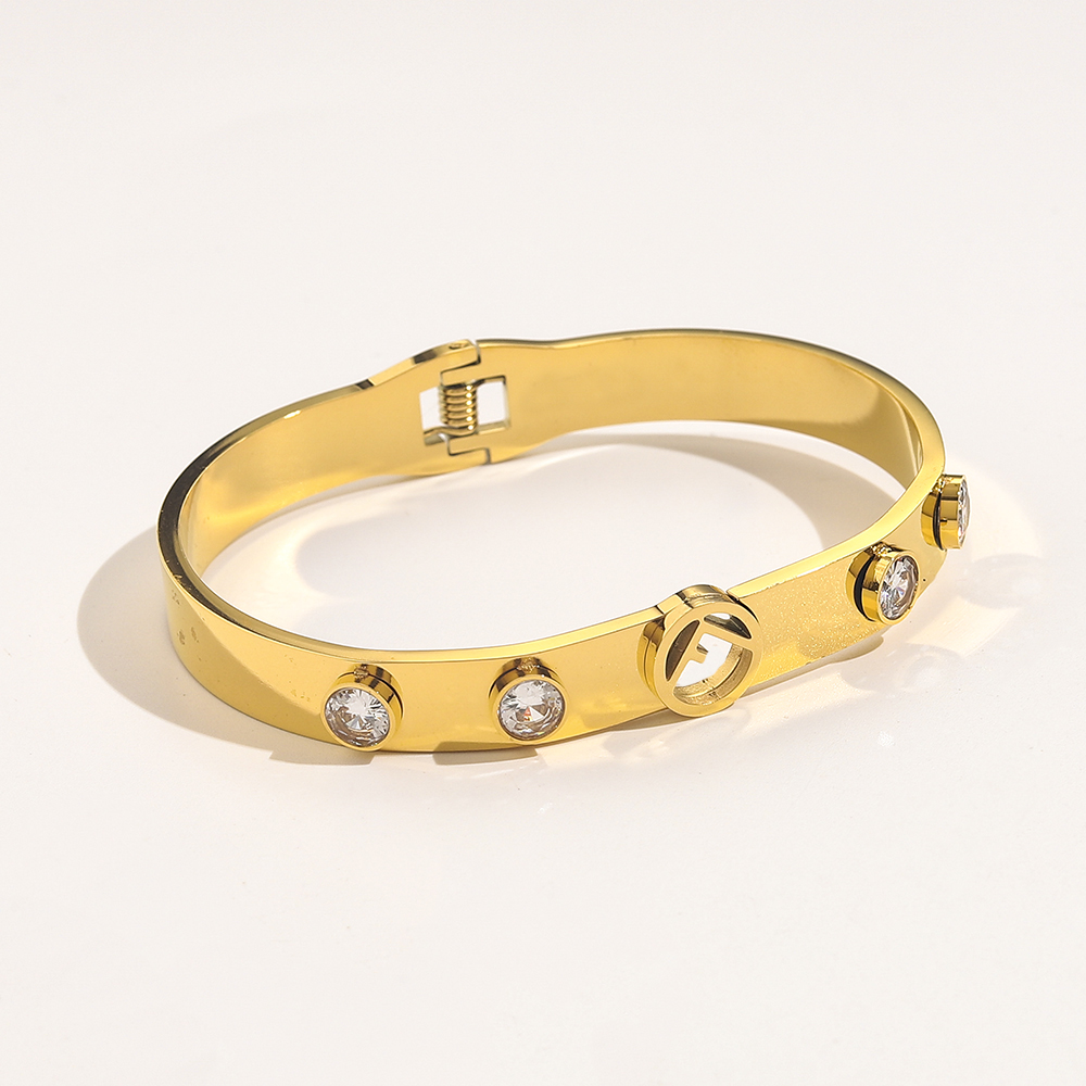 

Designer Branded Bracelets Women Bangle Luxury Designers Letter Bracelet Crystal 18K Gold Plated Stainless steel Wedding Lovers Gift Jewelry ZG1494
