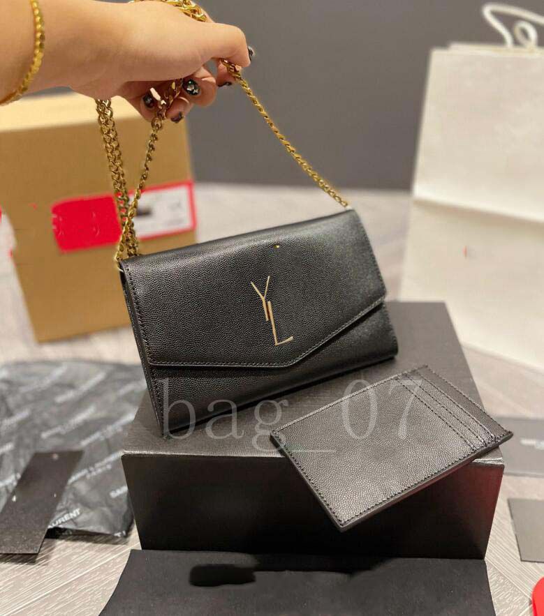 

Top quality leather cross bag and small card bag two sets of women's luxury fashion designer brand chain bags shoulder wallet 20cm With Box